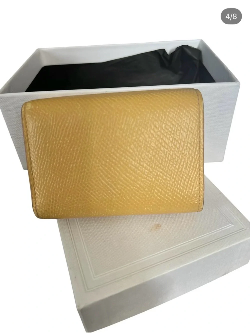 Celine Yellow Pebbled Leather foldable wallet